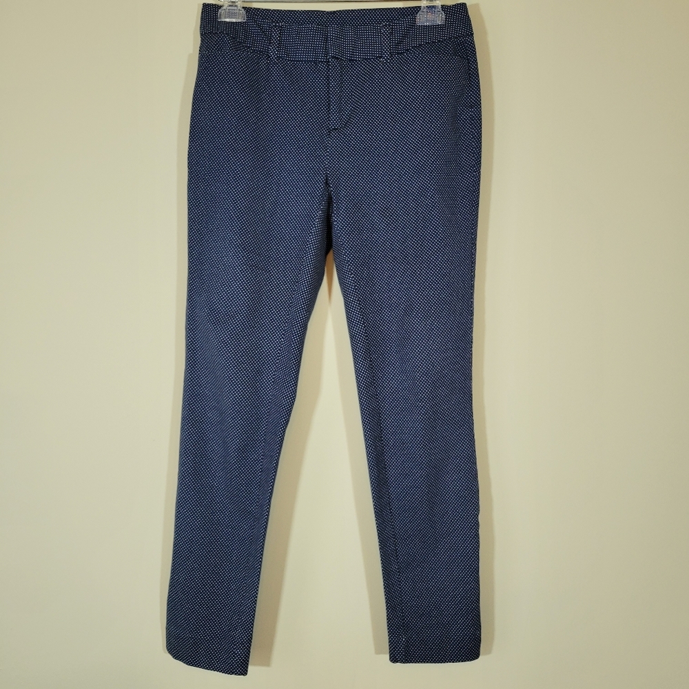 Faded Glory Mid Rise Navy & White Polka-Dot Cropped Pixie Ankle Pants, Size 4